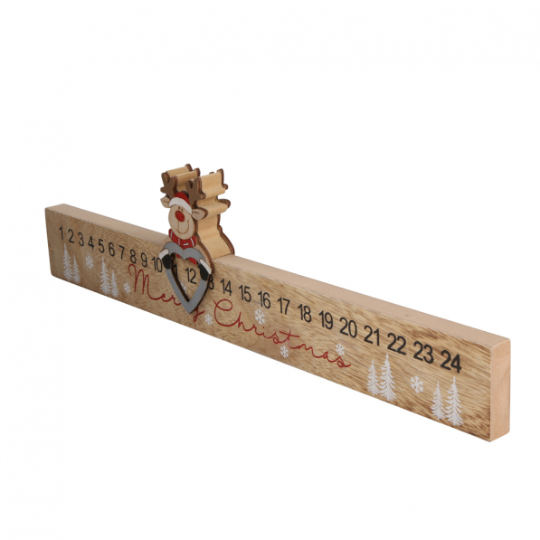 Kalendarz adwentowy drewniany LINIJKA RENIFER 38 x 9,5 cm