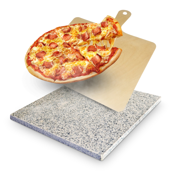 Kamień do pizzy z łopatką i talerzem 38 x 36 cm