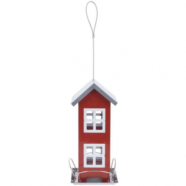 Karmnik dla ptaków metalowy BIRD HOUSE CZERWONY