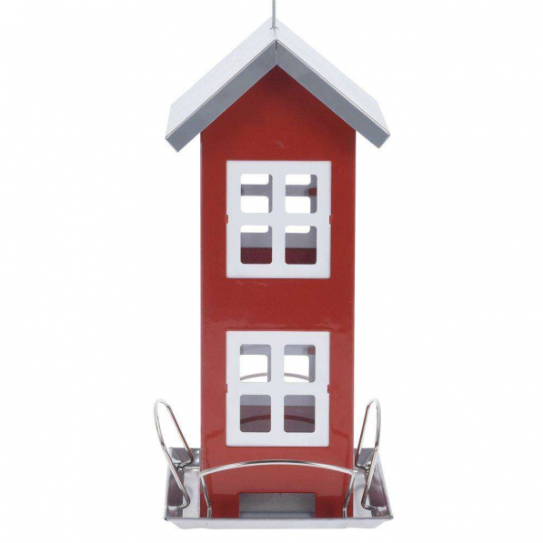 Karmnik dla ptaków metalowy BIRD HOUSE CZERWONY