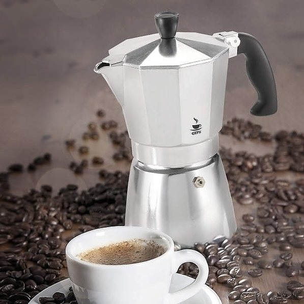 GEFU Lucino na 3 filiżanki espresso (3 tz) - kawiarka aluminiowa ciśnieniowa