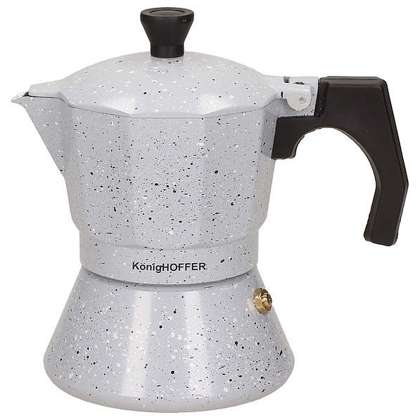 Kawiarka aluminiowa ciśnieniowa KONIGHOFFER GREY STONE MARBLE SZARA - kafetiera na 3 filiżanki espresso (3 tz)