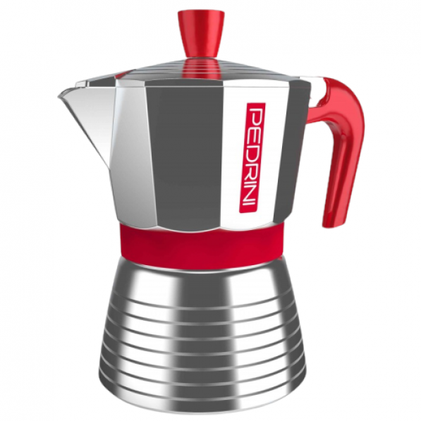 Kawiarka aluminiowa ciśnieniowa na 6 filiżanek espresso (6 tz) PEDRINI INFINITY metalik