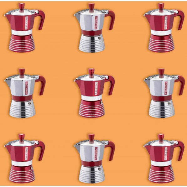 Kawiarka aluminiowa ciśnieniowa PEDRINI INFINITY RED - na 6 filiżanki espresso (6 tz)