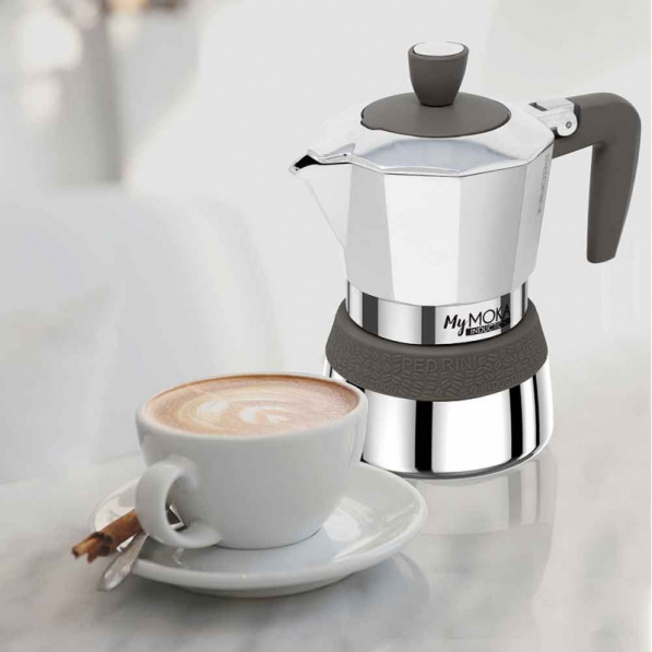 Kawiarka aluminiowa ciśnieniowa PEDRINI MyMOKA - na 6 filiżanek espresso (6 tz)