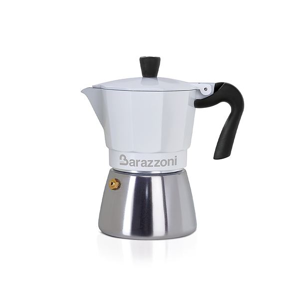 BARAZZONI Hybrid Caffetiera na 6 filiżanek espresso (6 tz) biała - kawiarka aluminiowa ciśnieniowa 