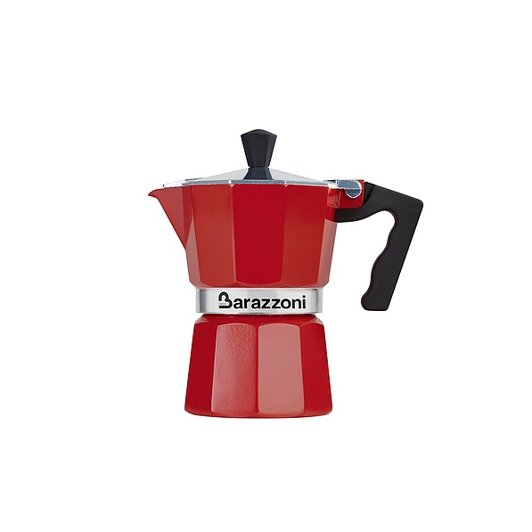 BARAZZONI La Caffetiera na 3 filiżanki espresso (3 tz) czerwona - kawiarka aluminiowa ciśnieniowa