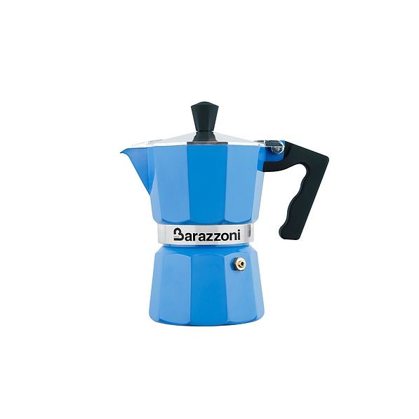 BARAZZONI La Caffetiera na 3 filiżanki espresso (3 tz) niebieska - kawiarka aluminiowa ciśnieniowa