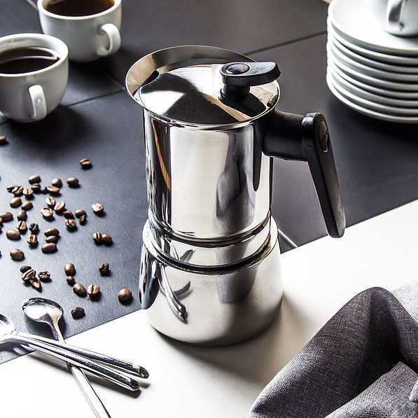Kawiarka stalowa ciśnieniowa PEDRINI STEEL MOKA - kafetiera na 6 filiżanek espresso (6 tz)