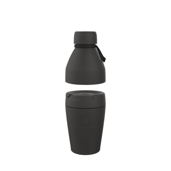 KEEPCUP Helix Thermal Kit M Black 530 ml - kubek / butelka termiczny z 2 pokrywkami ze stali nierdzewnej