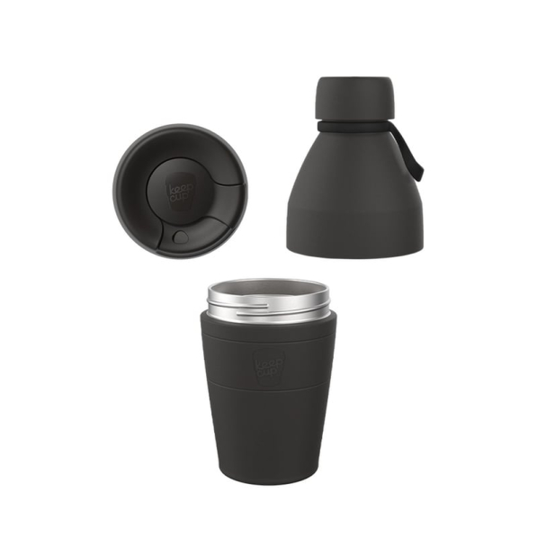 KEEPCUP Helix Thermal Kit M Black 530 ml - kubek / butelka termiczny z 2 pokrywkami ze stali nierdzewnej