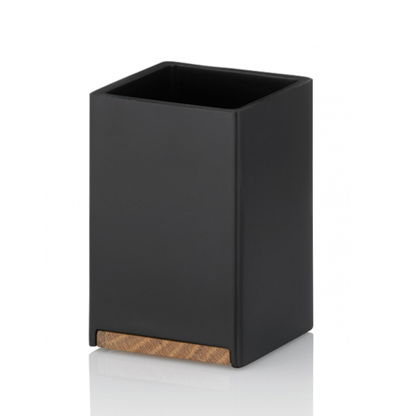 KELA Cube czarny - kubek łazienkowy na szczoteczki