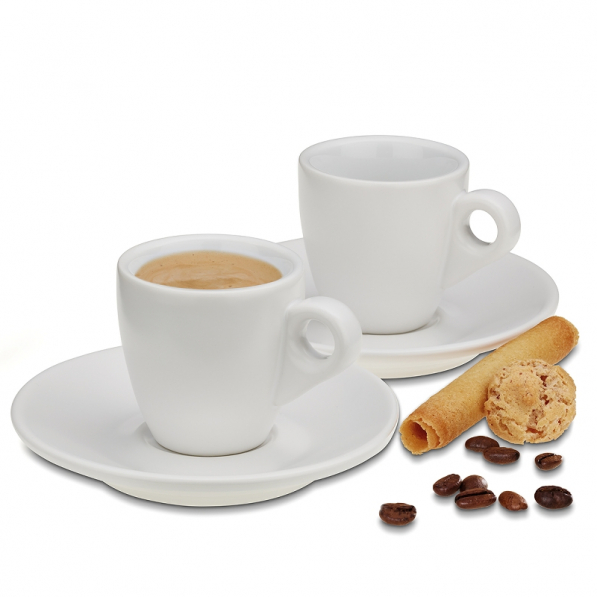 KELA Mattia 50 ml 2 szt. białe - filiżanki do espresso ceramiczne ze spodkami