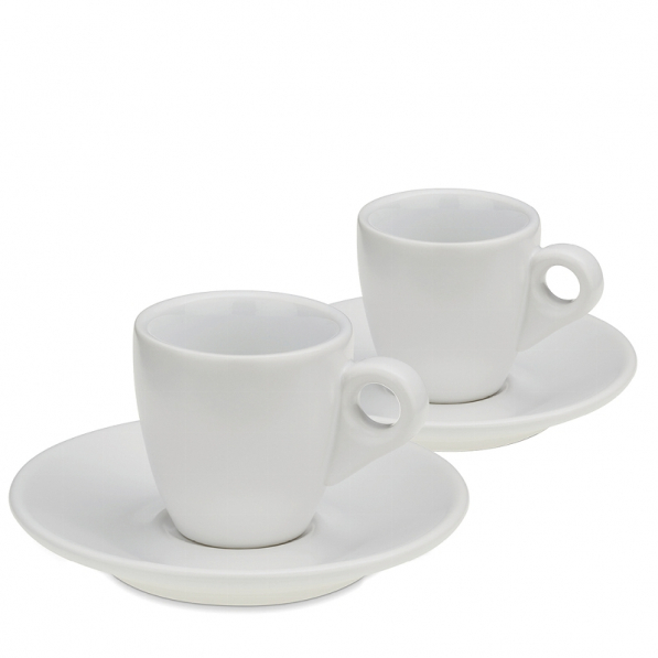 KELA Mattia 50 ml 2 szt. białe - filiżanki do espresso ceramiczne ze spodkami