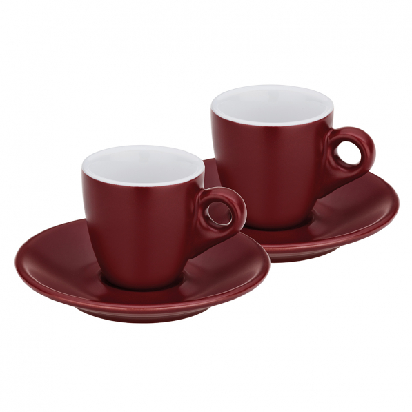 KELA Mattia 50 ml 2 szt. czerwone - filiżanki do espresso ceramiczne ze spodkami