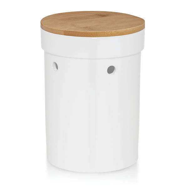 KELA Salena biały - pojemnik na cebulę ceramiczny z pokrywą 