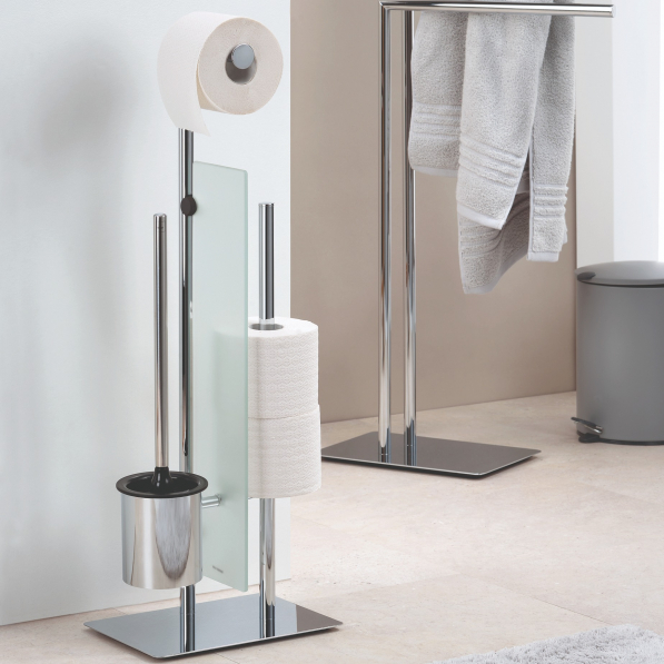 KELA Style - stojak na papier toaletowy ze stali nierdzewnej ze szczotką do wc