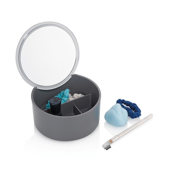 KELA Tilda szary - organizer łazienkowy plastikowy z lusterkiem