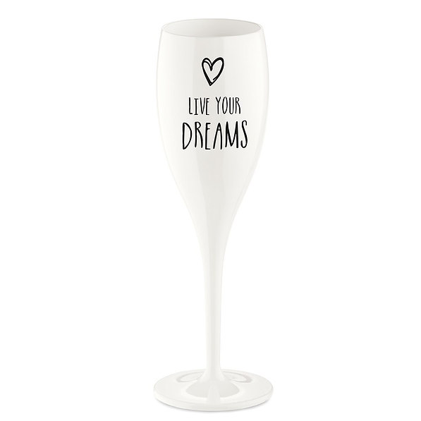 KOZIOL Cheers Live biały 100 ml - kieliszek do szampana plastikowy