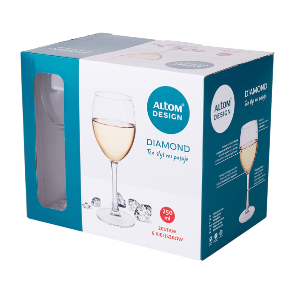 Kieliszki do białego wina DIAMOND 250 ml 6 szt.