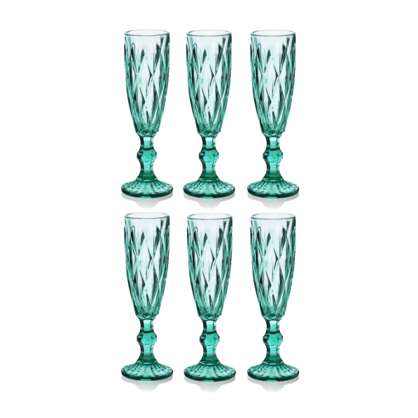 Kieliszki do szampana szklane AFFEK DESIGN ELISE TURQUISE 180 ml 6 szt.