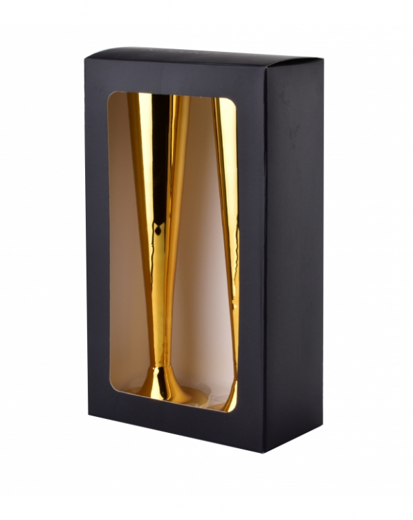 Kieliszki do szampana szklane AFFEK DESIGN NAYRA GOLD 200 ml 2 szt.