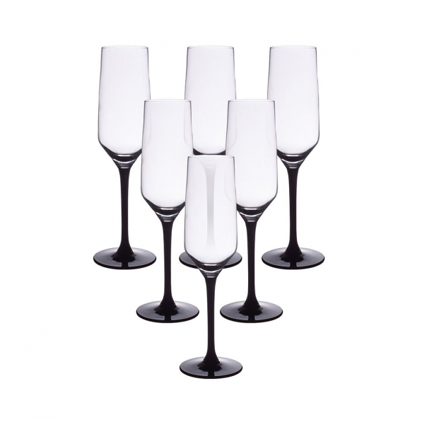 Kieliszki do szampana szklane RUBIN BLACK 220 ml 6 szt.