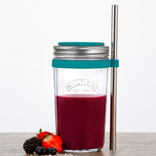 KILNER Jar 0,5 l - słoik do koktajli i smoothie szklany ze słomką