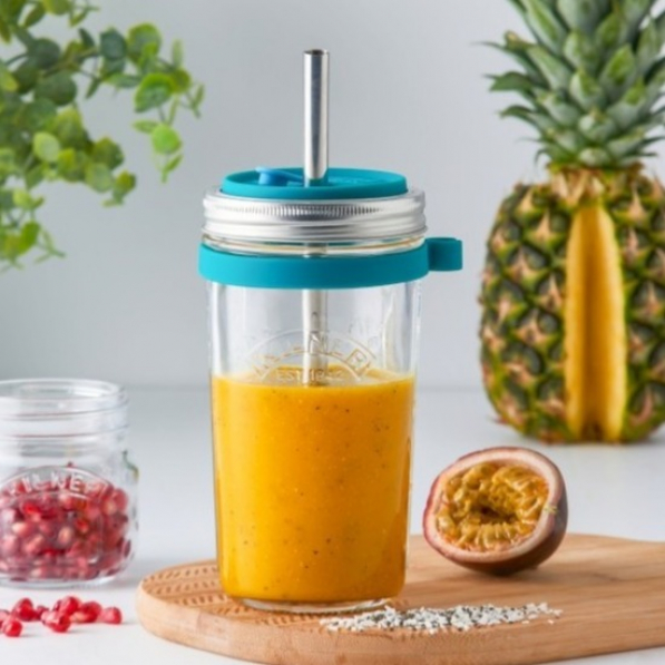 KILNER Jar 0,5 l - słoik do koktajli i smoothie szklany ze słomką