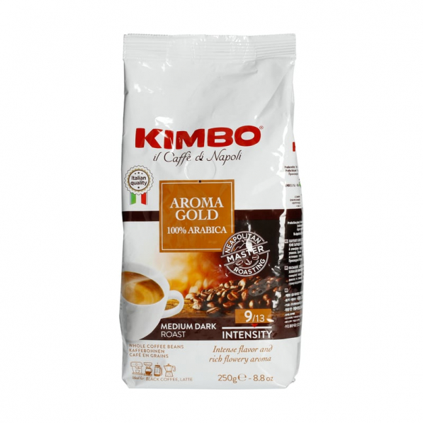 KIMBO Aroma Gold 250 g - włoska kawa ziarnista do ekspresu