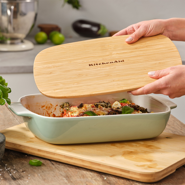 KITCHENAID Pistachio L 3,8 l - brytfanna ceramiczna z bambusową pokrywką
