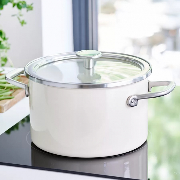 KITCHENAID Steel Core Enamel 6 l kremowy - garnek emaliowany z pokrywką