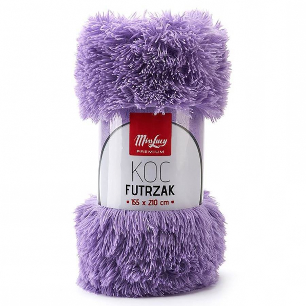 Koc poliestrowy MISS LUCY FUTRZAK FIOLETOWY 155 x 210 cm