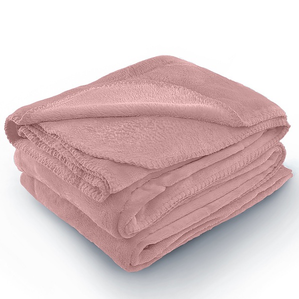 Koc z mikrofibry TYLER POWDER PINK JASNORÓŻOWY 170 x 210 cm