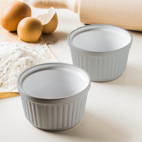 Kokilki / Naczynia do zapiekania ceramiczne FLORINA SOLID SZARE 180 ml 2 szt.