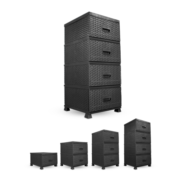 Komoda z szufladami plastikowa 38 x 45 x 90 CZARNA
