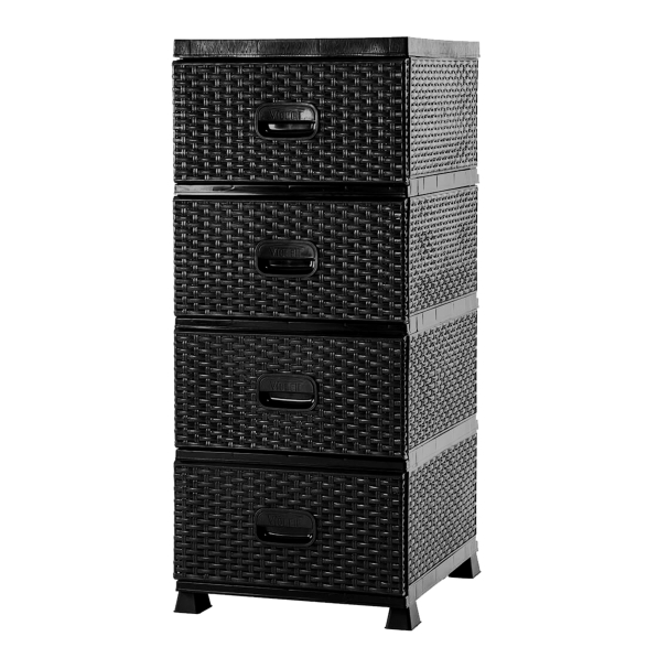 Komoda z szufladami plastikowa 38 x 45 x 90 CZARNA