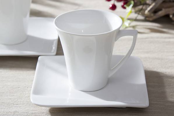 Filiżanki do kawy i herbaty porcelanowe ze spodkami HOME DELUX QUATRE BIAŁE 190 ml 2 szt.