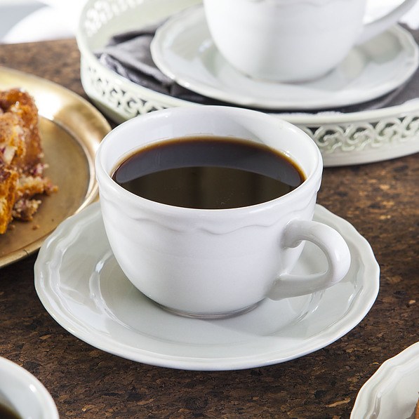 Filiżanki do kawy i herbaty ceramiczne ze spodkami JULIET SZARE 260 ml 6 szt.