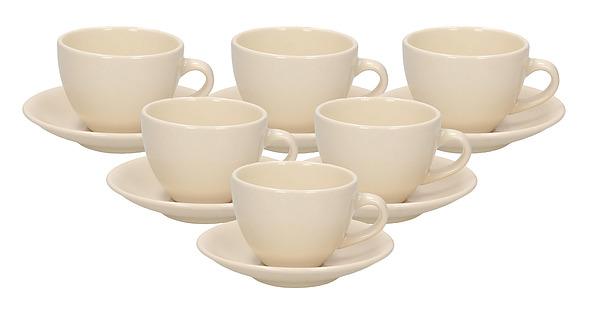 Filiżanki do kawy i herbaty ceramiczne ze spodkami COFFEE KREMOWE 200 ml 6 szt.