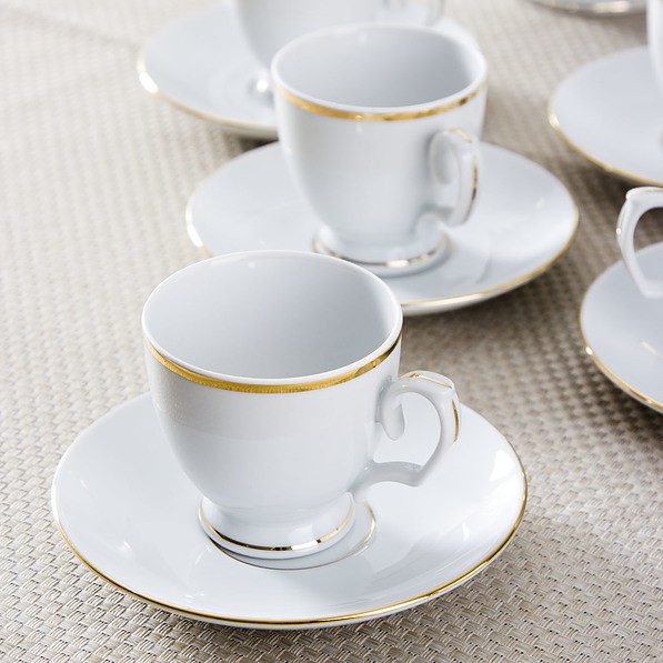 Filiżanki do espresso porcelanowe ze spodkami MARIAPAULA ZŁOTA LINIA 100 ml 6 szt.