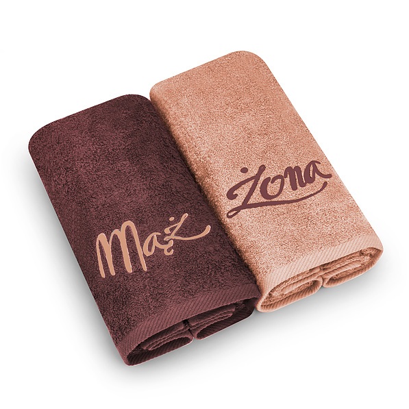 Komplet ręczników bawełnianych MISS LUCY MĄŻ I ŻONA RÓŻOWY 140 x 70 cm 2 szt.