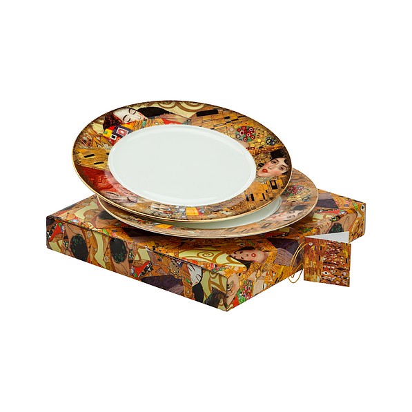 Komplet talerzy deserowych porcelanowych GUSTAV KLIMT COLLECTION BIAŁY na 2 osoby (2 el.)