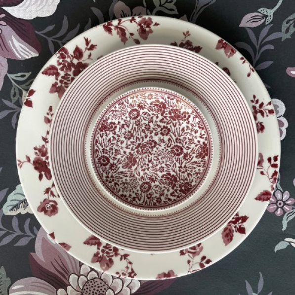 Komplet talerzy deserowych porcelanowych na 4 osoby LAURA ASHLEY DAMSON ROSE 12 cm 4 el.