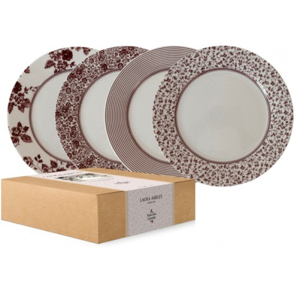 Komplet talerzy deserowych porcelanowych na 4 osoby LAURA ASHLEY DAMSON ROSE 20 cm 4 el.