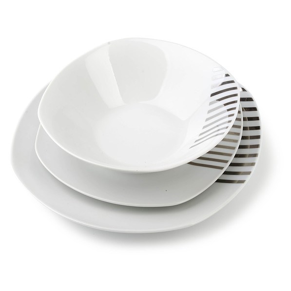 Komplet talerzy porcelanowych FIONA BIAŁY na 6 osób (18 el.)