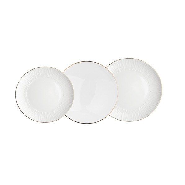 Komplet talerzy porcelanowych MARIAPAULA NATURA ZŁOTA LINIA na 6 osób (18 el.)
