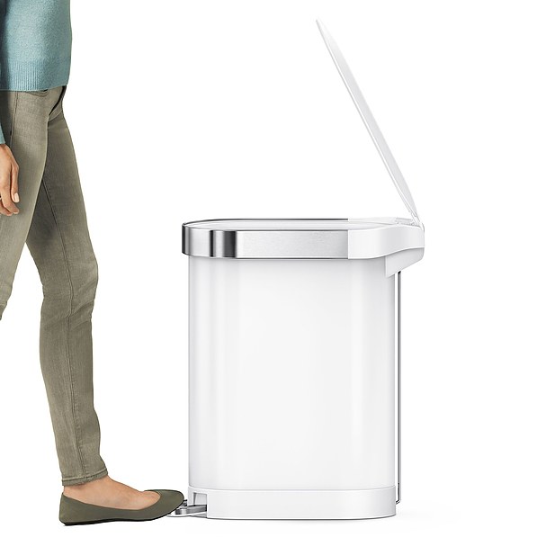 SIMPLEHUMAN Slim 45 l biały - kosz na śmieci ze stali nierdzewnej z pedałem