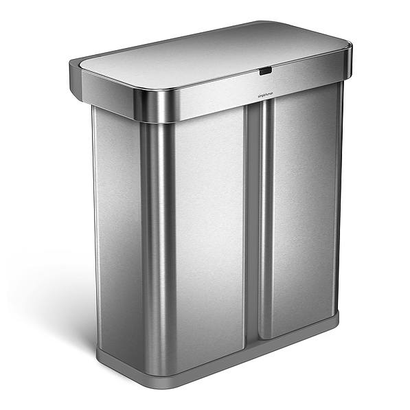 SIMPLEHUMAN Liner Pocket Recycler 58 l - kosz do segregacji śmieci automatyczny z czujnikiem ruchu i dźwięku