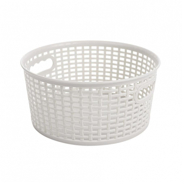 Koszyk do przechowywania plastikowy CAPRI RATTAN ROUND BIAŁY 4,5 l